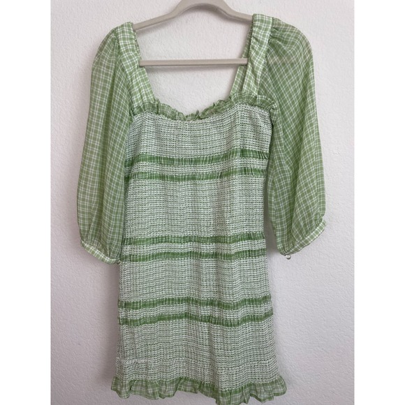 Capulet Revolve Siobhan Smocked Plaid Mini Dress GUC M - Picture 7 of 16